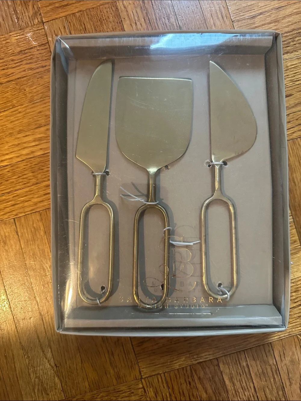 Santa Barbara Design Studio - Loop Gold Handle Cheese Knives - NWT